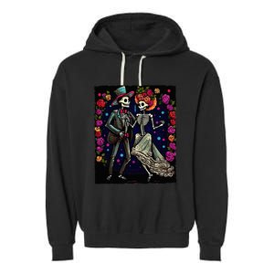 Dancing Skeletons Costume Dia De Los Muertos Day of The Dead Garment-Dyed Fleece Hoodie