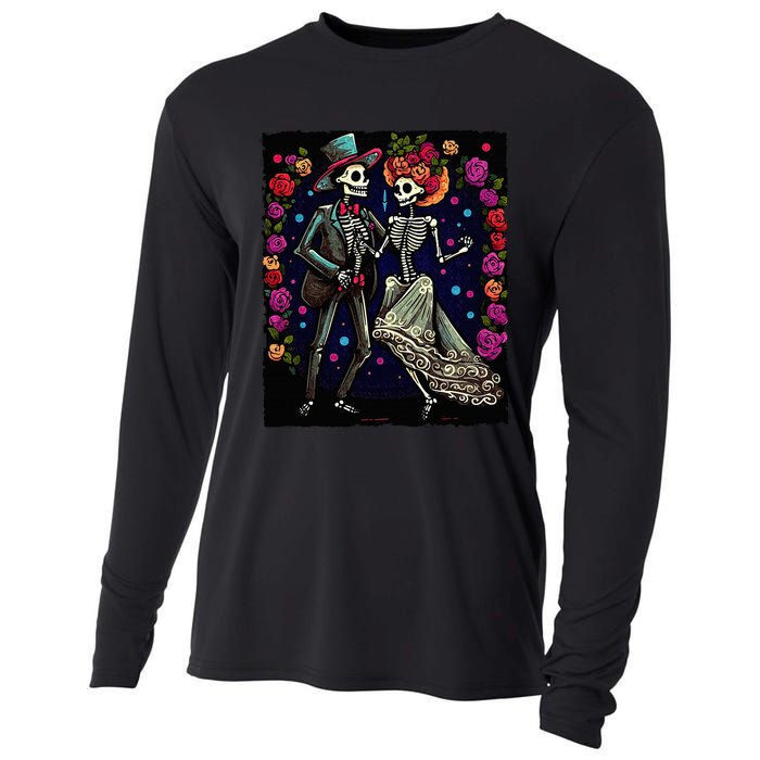 Dancing Skeletons Costume Dia De Los Muertos Day of The Dead Cooling Performance Long Sleeve Crew