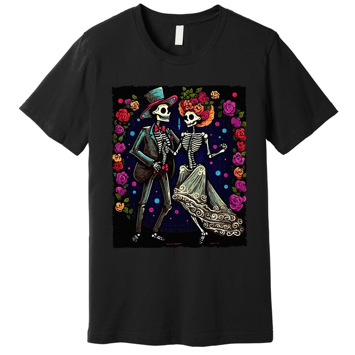 Dancing Skeletons Costume Dia De Los Muertos Day of The Dead Premium T-Shirt