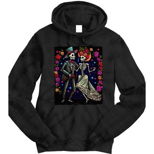 Dancing Skeletons Costume Dia De Los Muertos Day of The Dead Tie Dye Hoodie