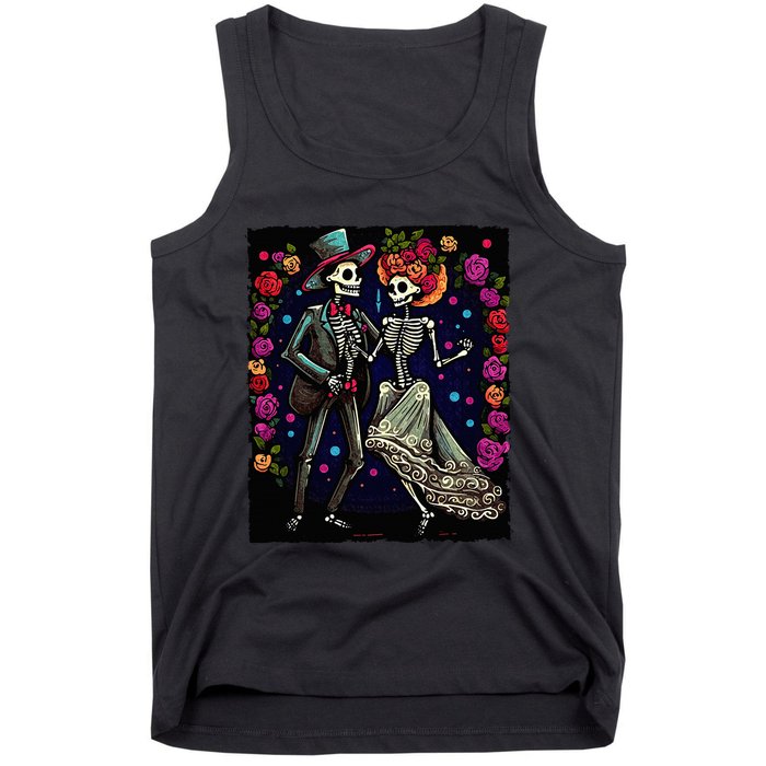 Dancing Skeletons Costume Dia De Los Muertos Day of The Dead Tank Top