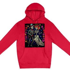 Dancing Skeletons Costume Dia De Los Muertos Day of The Dead Premium Pullover Hoodie