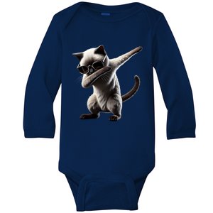 Dabbing Siamese Cat Pet Motif Cool Dab Animal Lover Gift Baby Long Sleeve Bodysuit