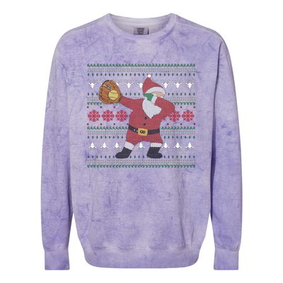 Dabbing Santa Christmas Softball Colorblast Crewneck Sweatshirt