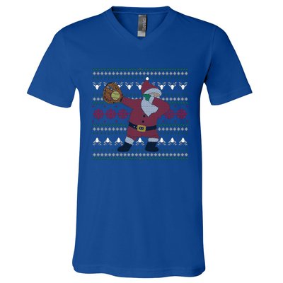 Dabbing Santa Christmas Softball V-Neck T-Shirt