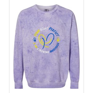 Down Syndrome Down Right Perfect Awareness Trisomy 21 Gift Colorblast Crewneck Sweatshirt