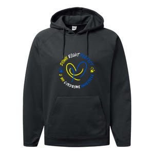 Down Syndrome Down Right Perfect Awareness Trisomy 21 Gift Performance Fleece Hoodie