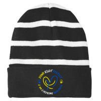 Down Syndrome Down Right Perfect Awareness Trisomy 21 Gift Striped Beanie with Solid Band