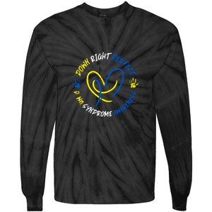 Down Syndrome Down Right Perfect Awareness Trisomy 21 Gift Tie-Dye Long Sleeve Shirt