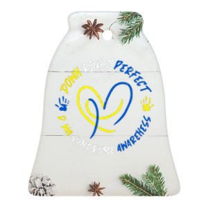 Down Syndrome Down Right Perfect Awareness Trisomy 21 Gift Ceramic Bell Ornament