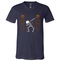 Dabbing Skeleton Dab Dance Halloween Gift V-Neck T-Shirt