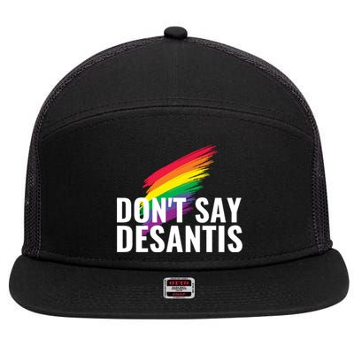 Dont Say DeSantis Rainbow Say Gay Graphic 7 Panel Mesh Trucker Snapback Hat