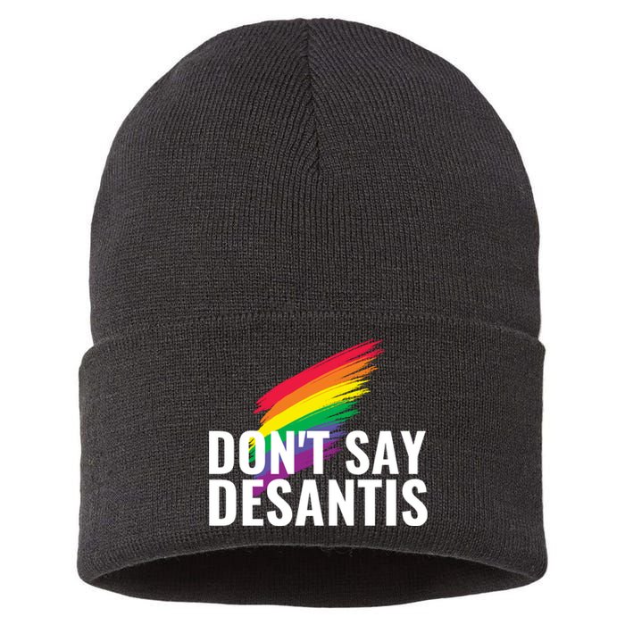 Dont Say DeSantis Rainbow Say Gay Graphic Sustainable Knit Beanie