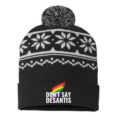 Dont Say DeSantis Rainbow Say Gay Graphic USA-Made Snowflake Beanie