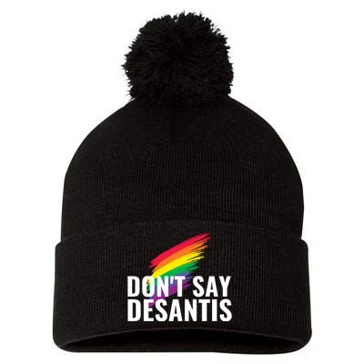 Dont Say DeSantis Rainbow Say Gay Graphic Pom Pom 12in Knit Beanie