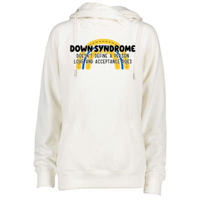 Down Syndrome Doesnt Define A Person Love And Acceptance Does Womens Funnel Neck Pullover Hood