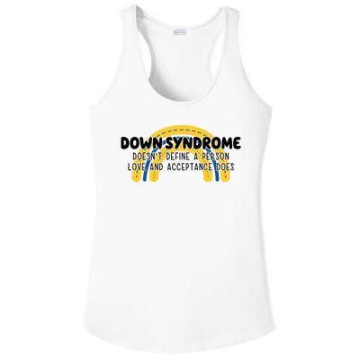 Down Syndrome Doesnt Define A Person Love And Acceptance Does Ladies PosiCharge Competitor Racerback Tank