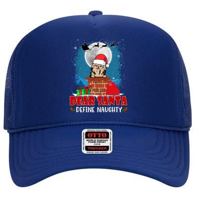 Dear Santa Define Naughty Chihuahua Dog Funny Christmas Great Gift High Crown Mesh Back Trucker Hat