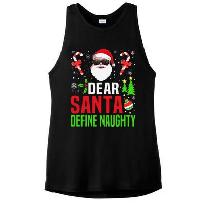 Dear Santa Define Funny Naughty Xmas Family Christmas Pajama Ladies PosiCharge Tri-Blend Wicking Tank