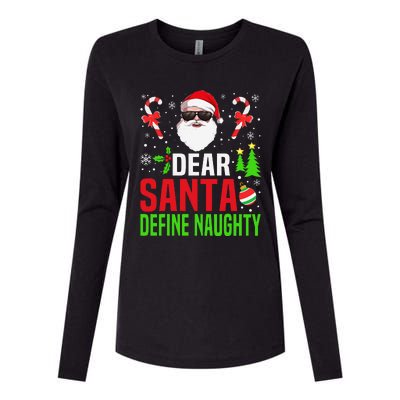 Dear Santa Define Funny Naughty Xmas Family Christmas Pajama Womens Cotton Relaxed Long Sleeve T-Shirt