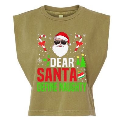 Dear Santa Define Funny Naughty Xmas Family Christmas Pajama Garment-Dyed Women's Muscle Tee