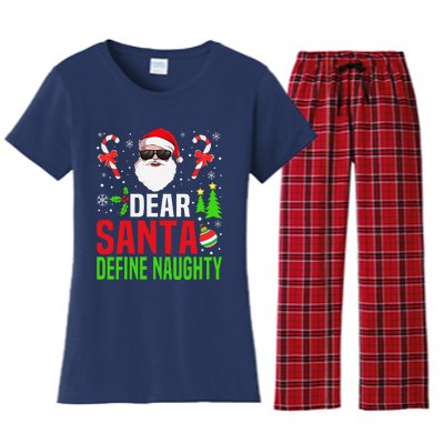 Dear Santa Define Funny Naughty Xmas Family Christmas Pajama Women's Flannel Pajama Set