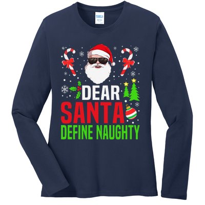 Dear Santa Define Funny Naughty Xmas Family Christmas Pajama Ladies Long Sleeve Shirt