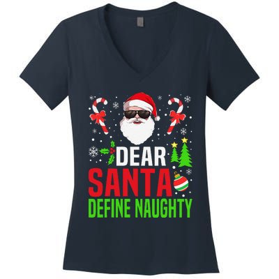 Dear Santa Define Funny Naughty Xmas Family Christmas Pajama Women's V-Neck T-Shirt