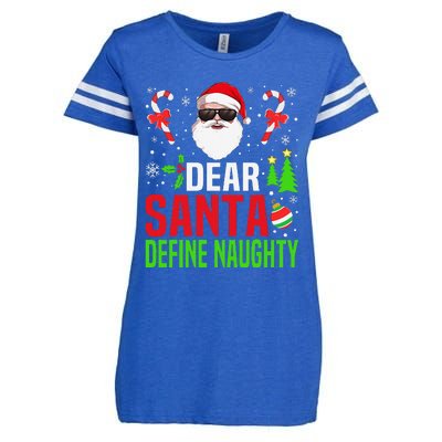 Dear Santa Define Funny Naughty Xmas Family Christmas Pajama Enza Ladies Jersey Football T-Shirt