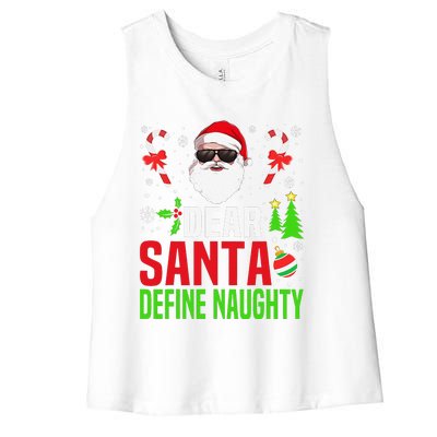 Dear Santa Define Funny Naughty Xmas Family Christmas Pajama Women's Racerback Cropped Tank