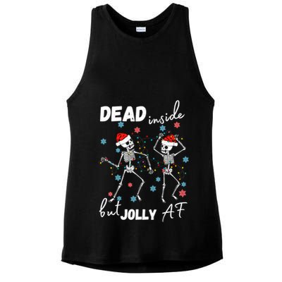 Dancing Skeleton Dead Inside But Jolly Af Christmas Costume Cute Gift Ladies PosiCharge Tri-Blend Wicking Tank