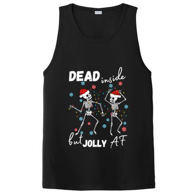 Dancing Skeleton Dead Inside But Jolly Af Christmas Costume Cute Gift PosiCharge Competitor Tank