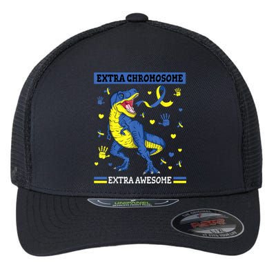 Down Syndrome Dinosaur T rex Extra Chromosome Extra Awesome Flexfit Unipanel Trucker Cap