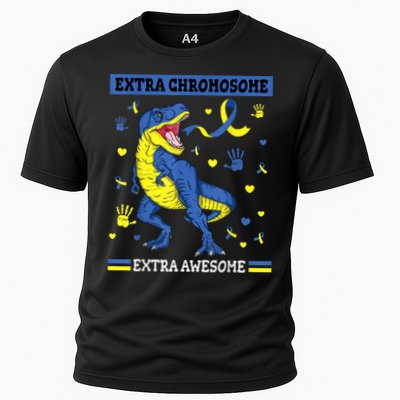 Down Syndrome Dinosaur T rex Extra Chromosome Extra Awesome Performance Shirt