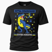 Down Syndrome Dinosaur T rex Extra Chromosome Extra Awesome Cooling Performance Crew T-Shirt