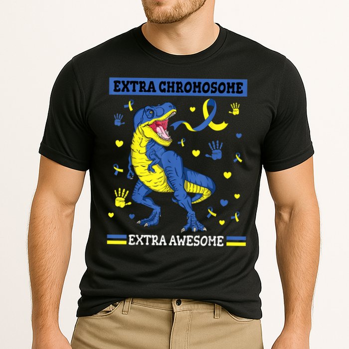 Down Syndrome Dinosaur T rex Extra Chromosome Extra Awesome Cooling Performance Crew T-Shirt