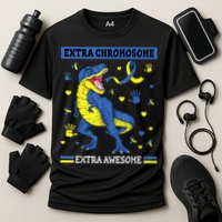 Down Syndrome Dinosaur T rex Extra Chromosome Extra Awesome Cooling Performance Crew T-Shirt