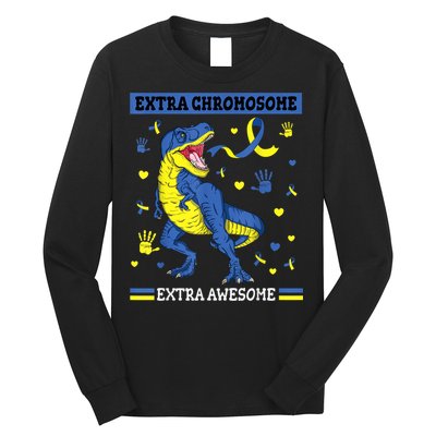 Down Syndrome Dinosaur T rex Extra Chromosome Extra Awesome Long Sleeve Shirt