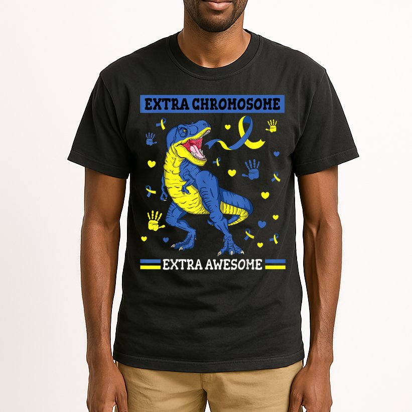 Down Syndrome Dinosaur T rex Extra Chromosome Extra Awesome Tall T-Shirt