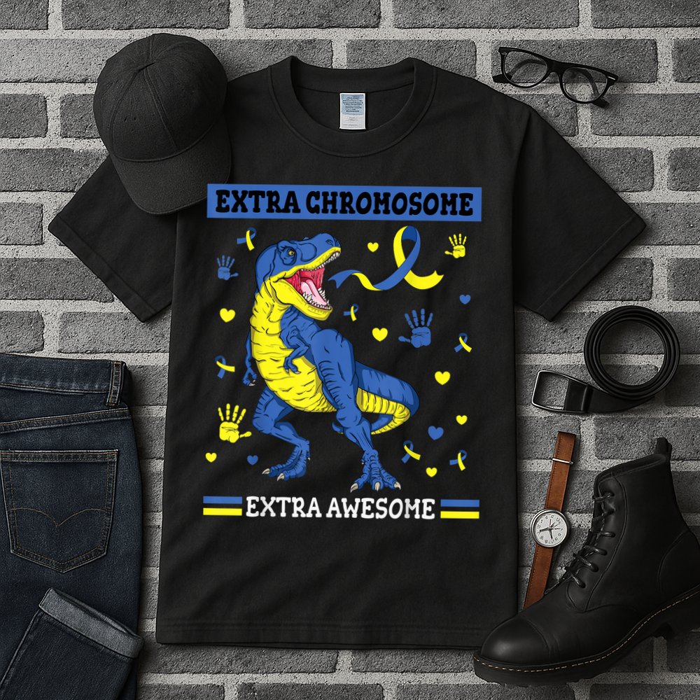 Down Syndrome Dinosaur T rex Extra Chromosome Extra Awesome Tall T-Shirt