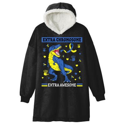 Down Syndrome Dinosaur T rex Extra Chromosome Extra Awesome Hooded Wearable Blanket