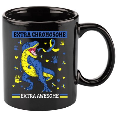 Down Syndrome Dinosaur T rex Extra Chromosome Extra Awesome 11oz C Handle Ceramic Mug
