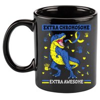 Down Syndrome Dinosaur T rex Extra Chromosome Extra Awesome 11oz C Handle Ceramic Mug