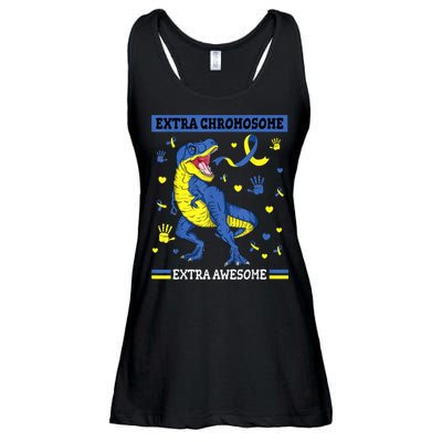Down Syndrome Dinosaur T rex Extra Chromosome Extra Awesome Ladies Essential Flowy Tank