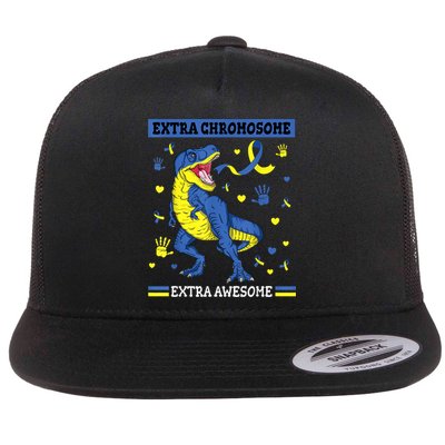Down Syndrome Dinosaur T rex Extra Chromosome Extra Awesome Flatbill Hat