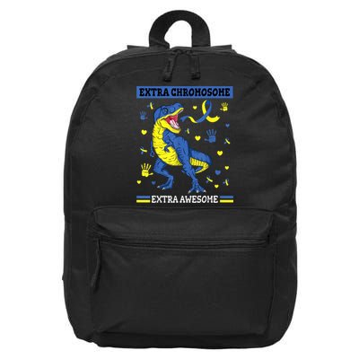 Down Syndrome Dinosaur T rex Extra Chromosome Extra Awesome 16 in Basic Backpack