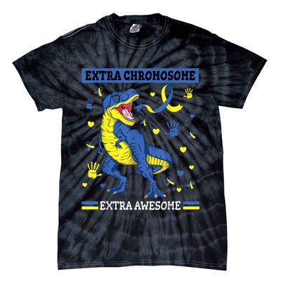 Down Syndrome Dinosaur T rex Extra Chromosome Extra Awesome Tie-Dye T-Shirt