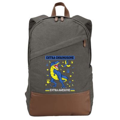 Down Syndrome Dinosaur T rex Extra Chromosome Extra Awesome Cotton Canvas Backpack