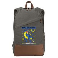 Down Syndrome Dinosaur T rex Extra Chromosome Extra Awesome Cotton Canvas Backpack
