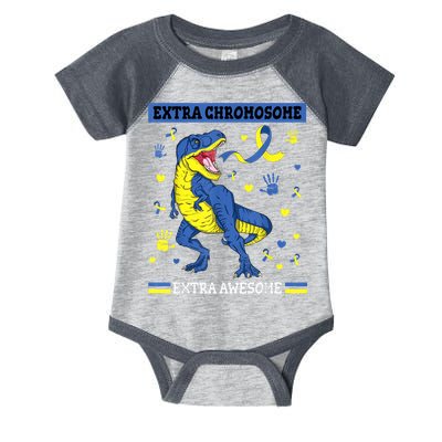 Down Syndrome Dinosaur T rex Extra Chromosome Extra Awesome Infant Baby Jersey Bodysuit